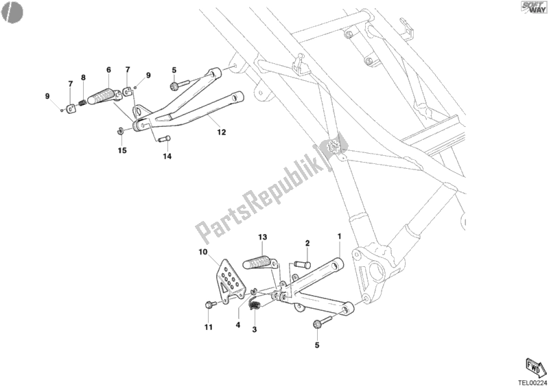 Alle onderdelen voor de Voetsteunen, Juist van de Ducati Supersport 1000 SS 2004